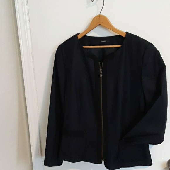 NWOT Dark Grey Tahari Zipper Office Blazer - Picture 3 of 7